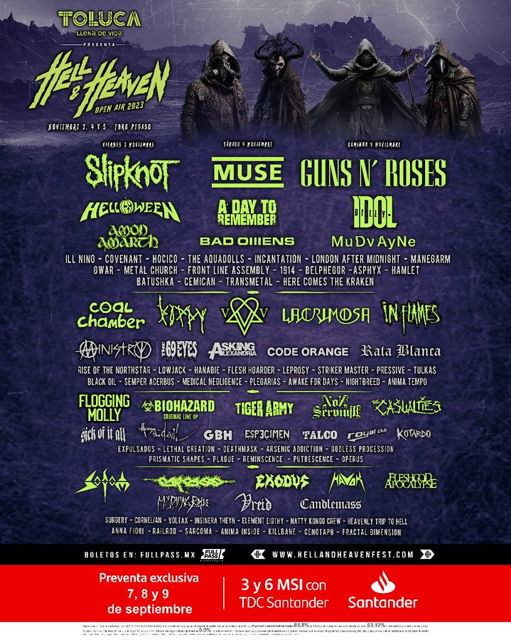 Así será el Hell and Heaven Open Air 2023 con Slipknot, Muse y Guns and