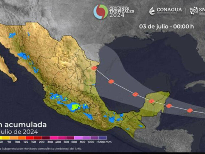 La Comisión Nacional del Agua (CONAGUA) por medio de una conferencia de prensa realizada a las 17:00 horas, reportó la evolución y trayectoria del huracán Beryl, el cual tocará tierra durante el jueves y el viernes en el municipio de Felipe Carrillo Puerto entre la localidad de Chamul y Pajaritos.