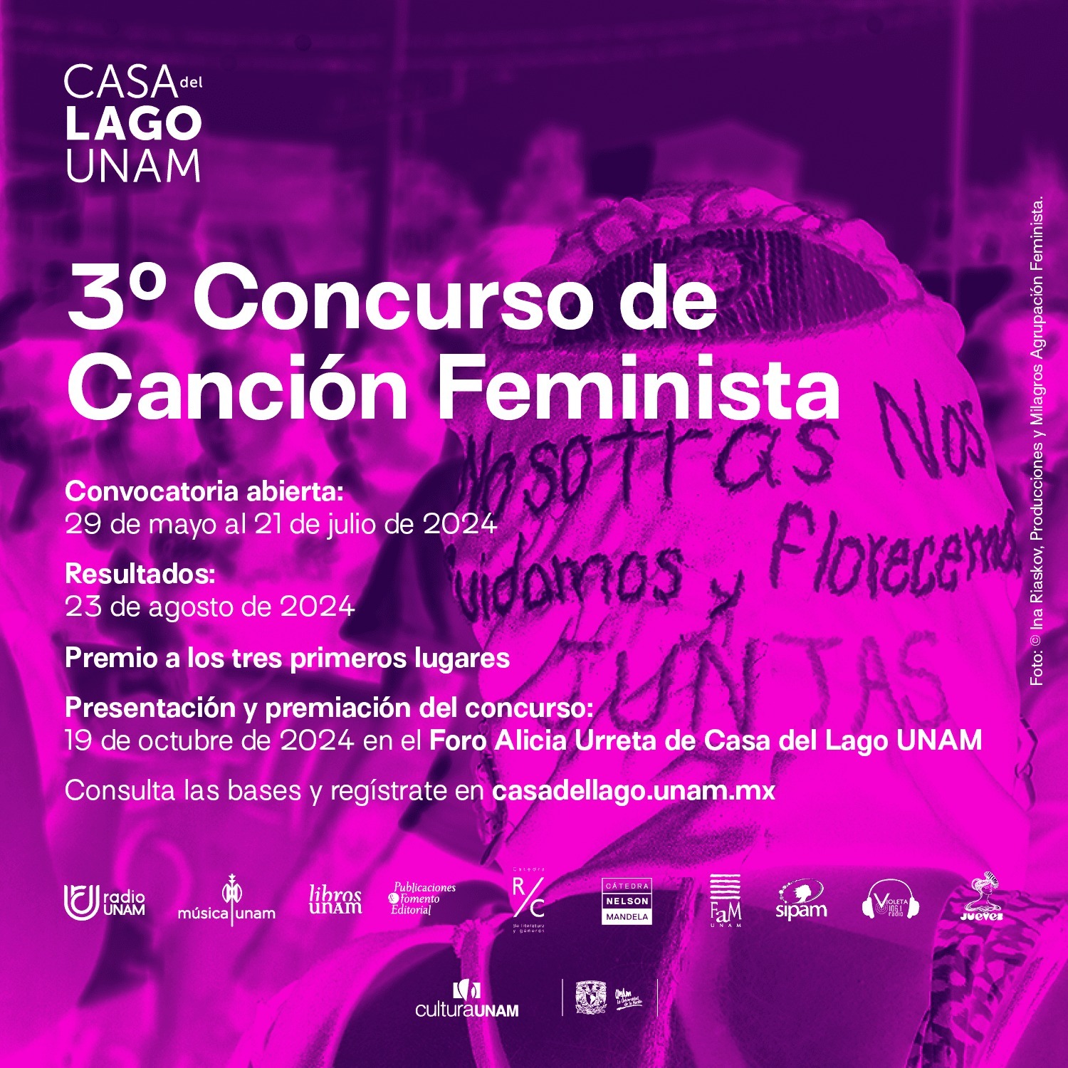 La Coordinación de Difusión Cultural de la CDMX en dirección con otras dependencias realizarán el 3er concurso de “Canción feminista”, el cual tendrá un premio de hasta quince mil pesos y se podrá hacer registro hasta el domingo 21 de julio de 2024.