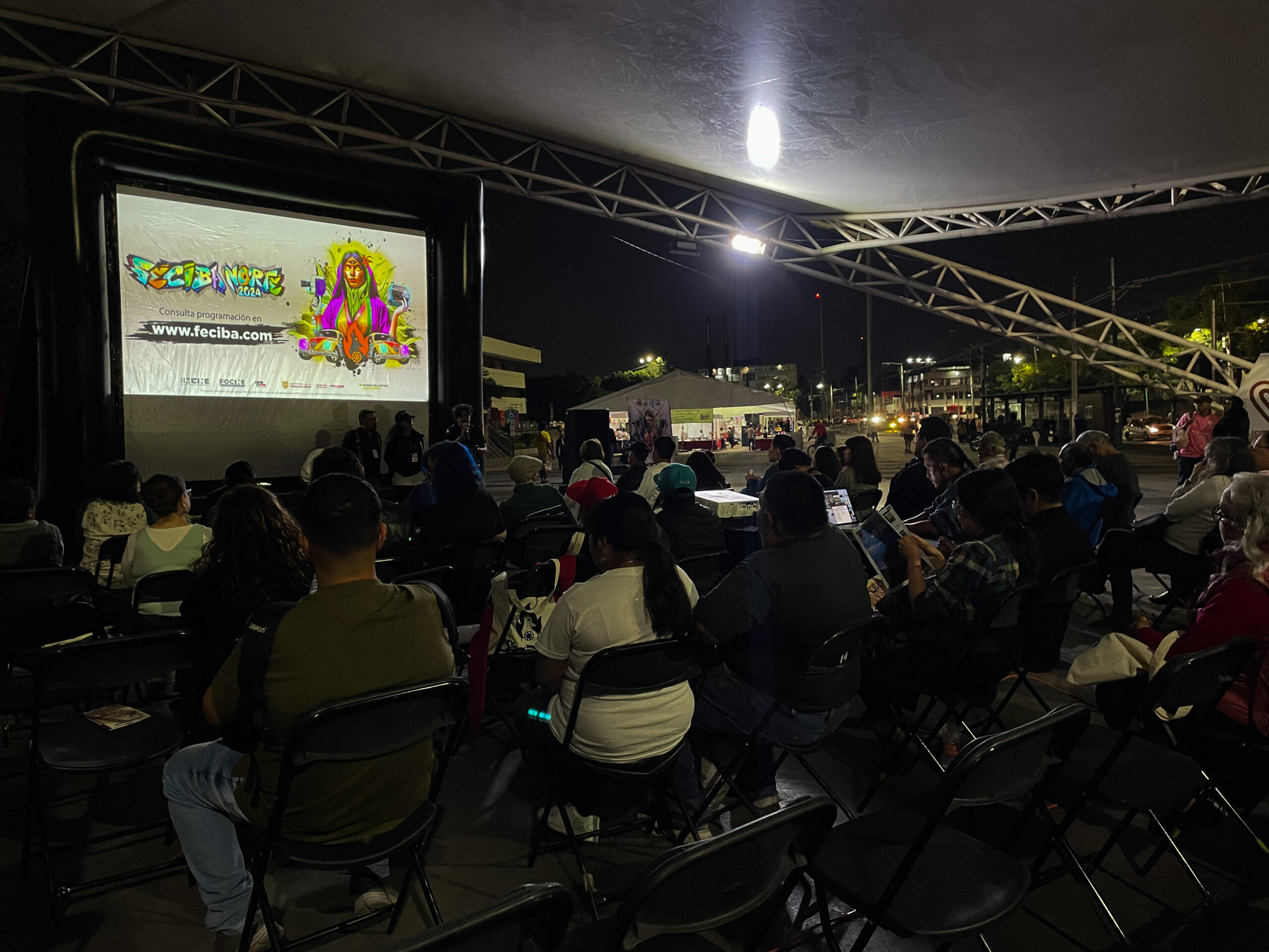 Como función inaugural del FECIBA NORTE 2024, se proyectó en la explanada de la Alcaldía G.A.M. el documental "Tonantzin Guadalupe" del director Jesús Muñoz. Un trabajo audiovisual que estudia la construcción de la ideología religiosa en torno a la Virgen de Guadalupe y su significado e impacto que tiene en la identidad de los mexicanos.