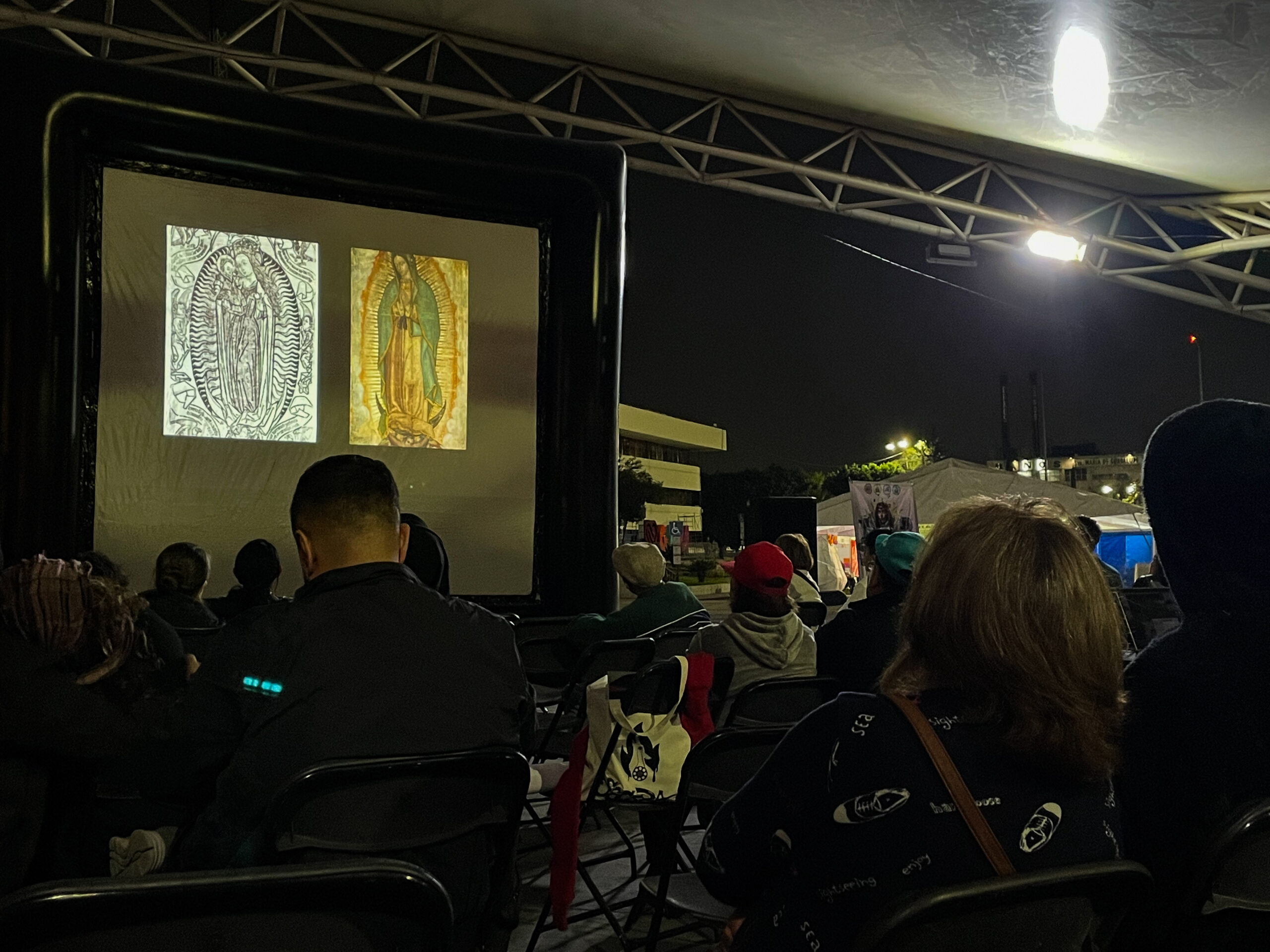 Como función inaugural del FECIBA NORTE 2024, se proyectó en la explanada de la Alcaldía G.A.M. el documental "Tonantzin Guadalupe" del director Jesús Muñoz. Un trabajo audiovisual que estudia la construcción de la ideología religiosa en torno a la Virgen de Guadalupe y su significado e impacto que tiene en la identidad de los mexicanos.