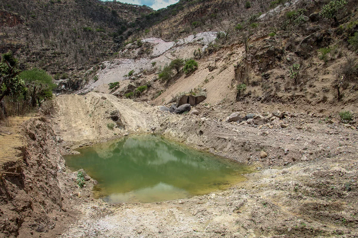Lugar donde se pretende construir la cortina de la presa Milpillas en el Ejido de Atotonilco, Zacatecas.